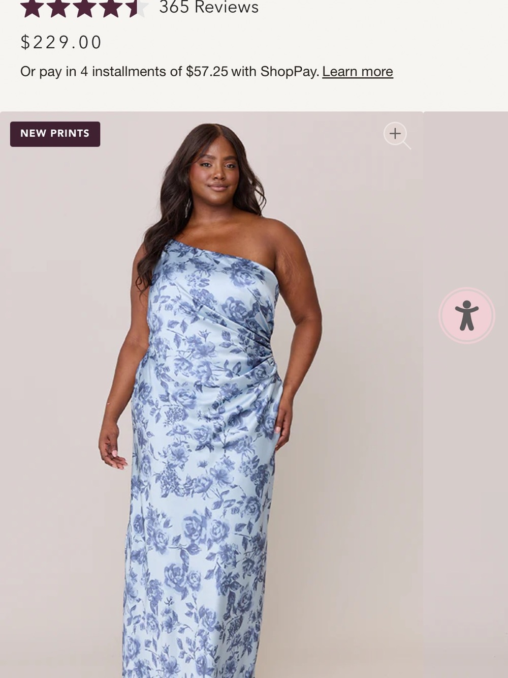Revelry Jade Satin One-Shoulder Gown in Sky Blue Garden